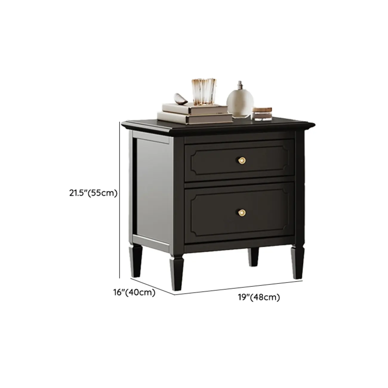 Narrow Black Wooden Drawer Storage Bedroom Nightstand Image - 22 | homeyfad