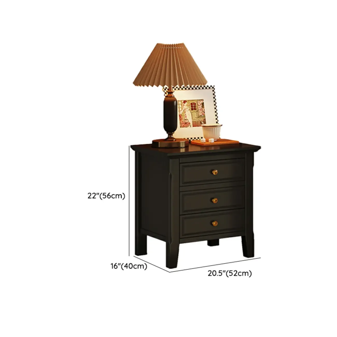 Narrow Black Wooden Drawer Storage Bedroom Nightstand Image - 23