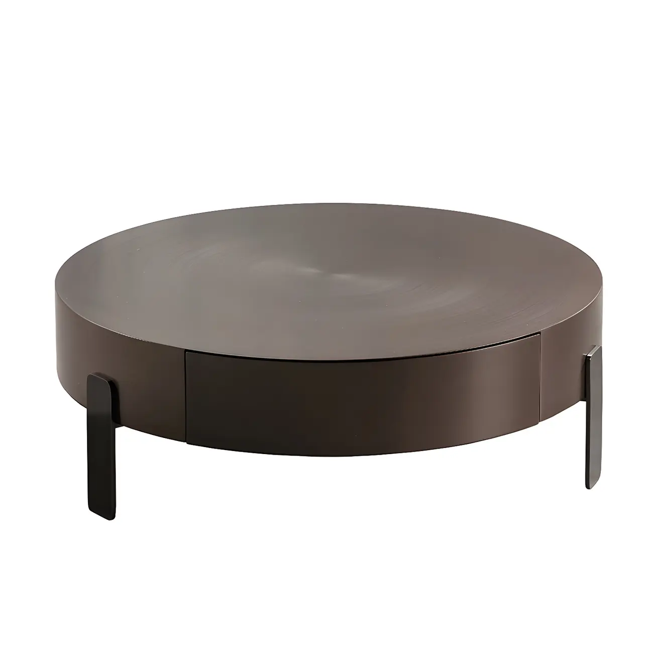Brown Modern Elegant Round Wood Coffee Table with Storage Image - 7 | homeyfad