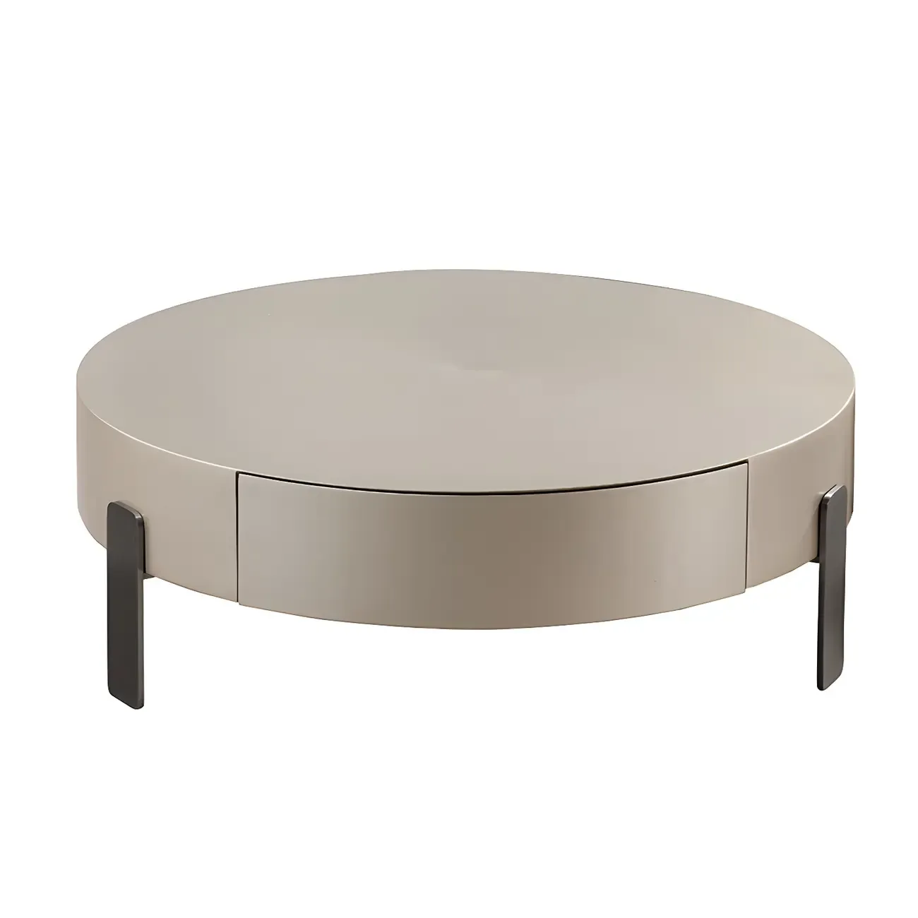 Brown Modern Elegant Round Wood Coffee Table with Storage Image - 8