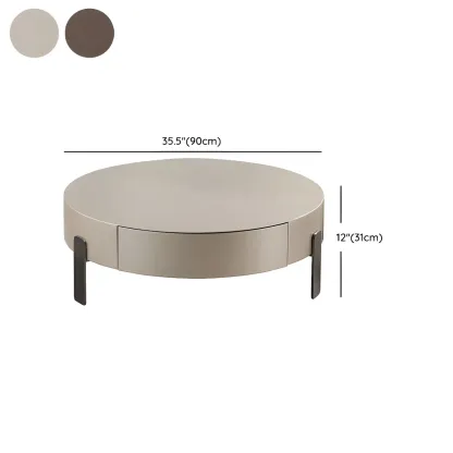 Brown Modern Elegant Round Wood Coffee Table with Storage #size