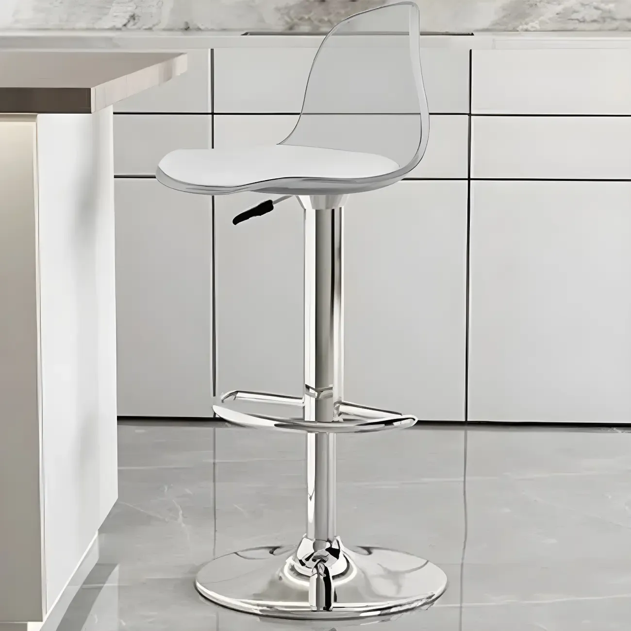 Modern Swivel Acrylic Bar Stools with Backs Image - 9