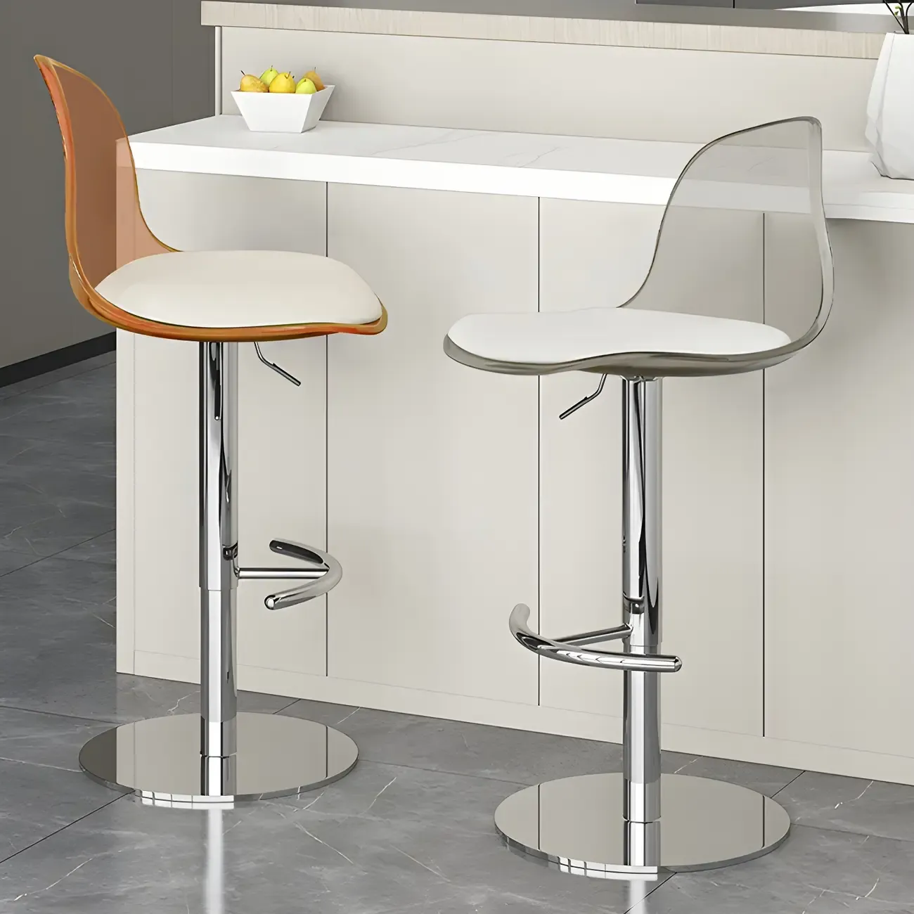 Modern Swivel Acrylic Bar Stools with Backs Image - 1