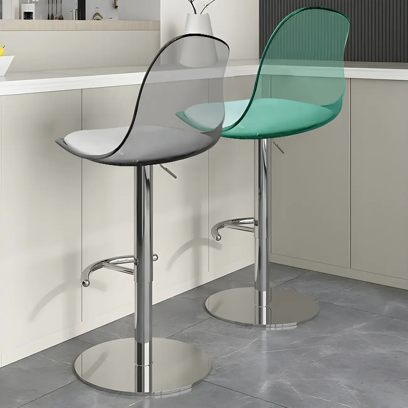 Modern Swivel Acrylic Bar Stools with Backs Image - 3