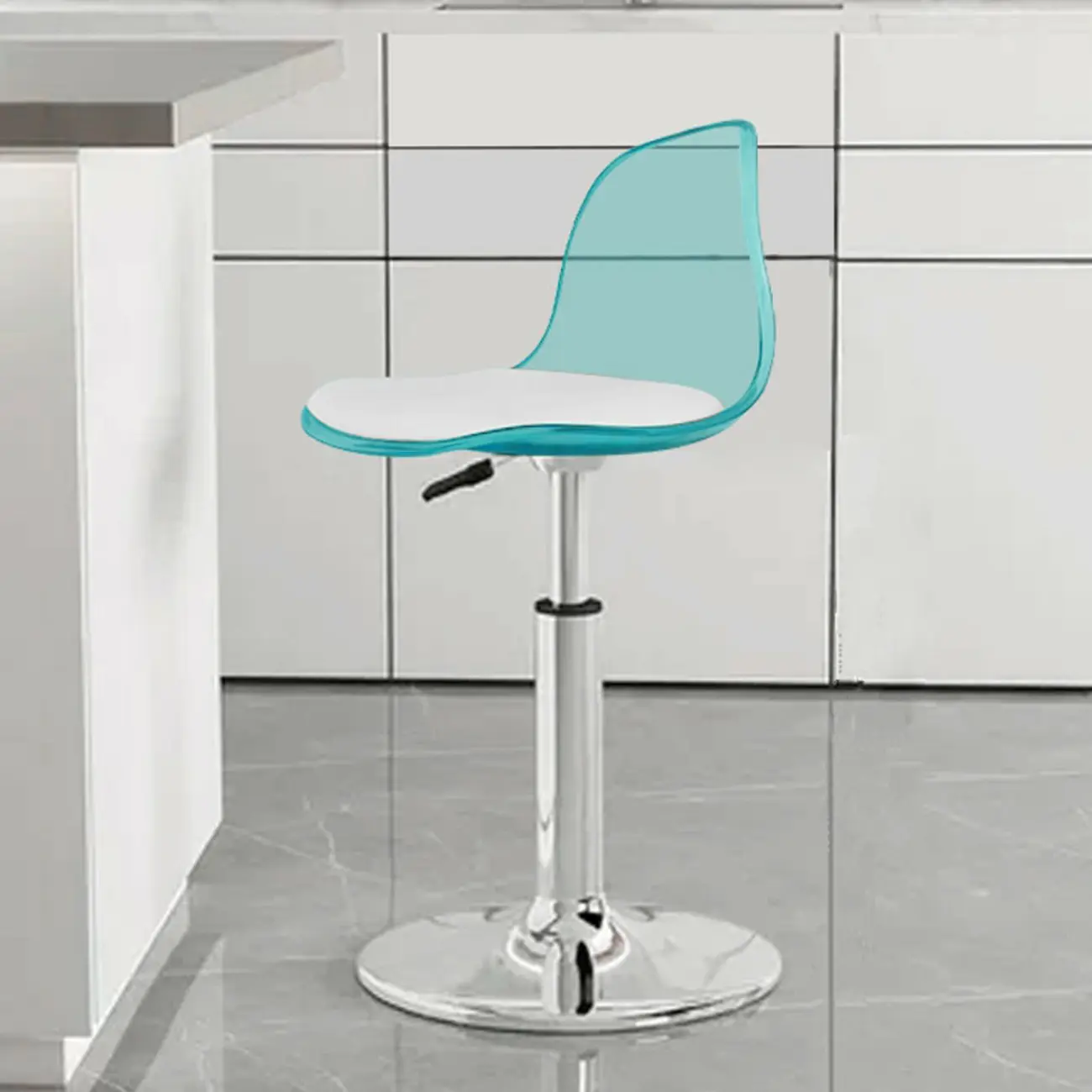 Modern Swivel Acrylic Bar Stools with Backs Image - 14 | homeyfad