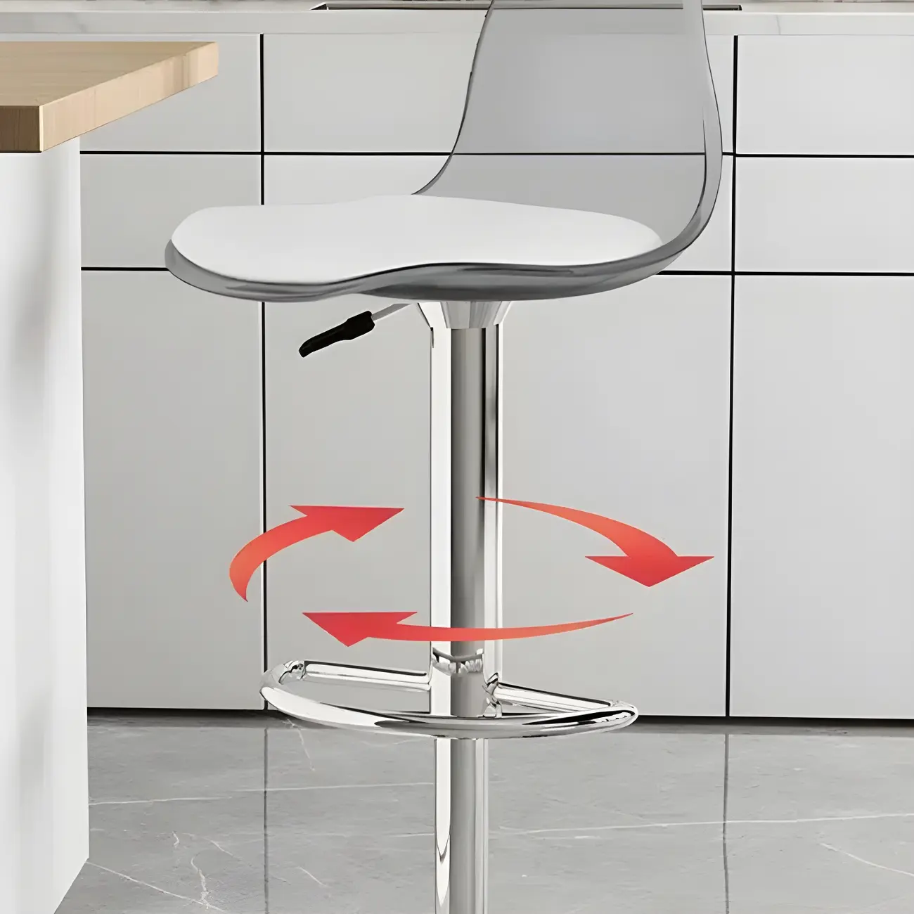 Modern Swivel Acrylic Bar Stools with Backs Image - 7 | homeyfad