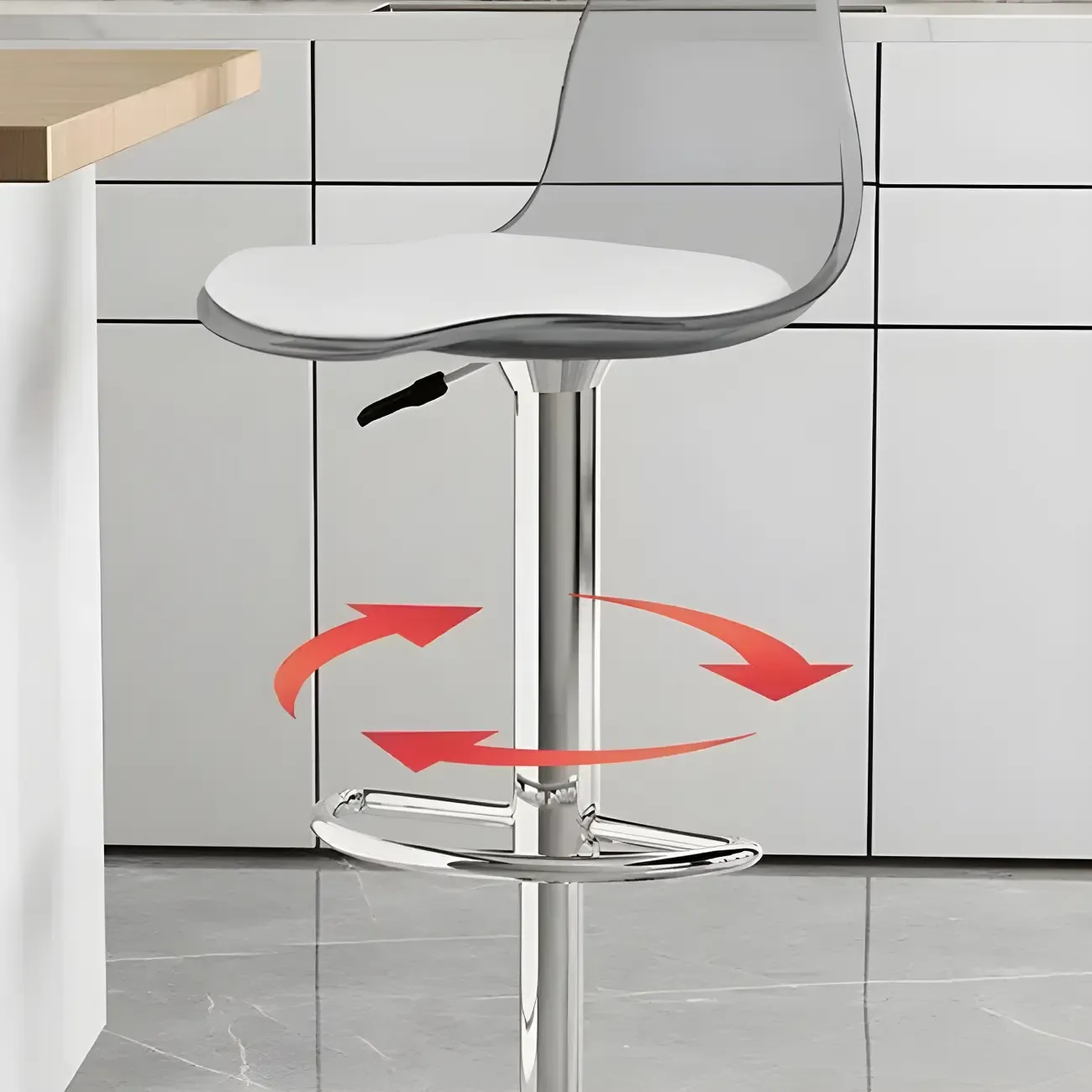 Modern Swivel Acrylic Bar Stools with Backs Image - 7