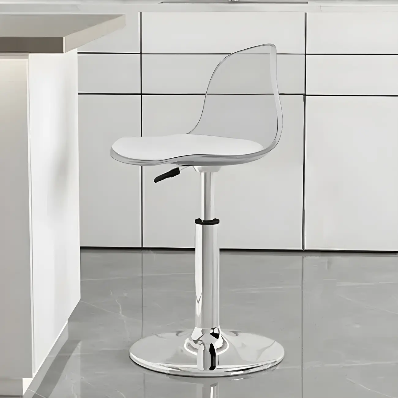 Modern Swivel Acrylic Bar Stools with Backs Image - 20 | homeyfad