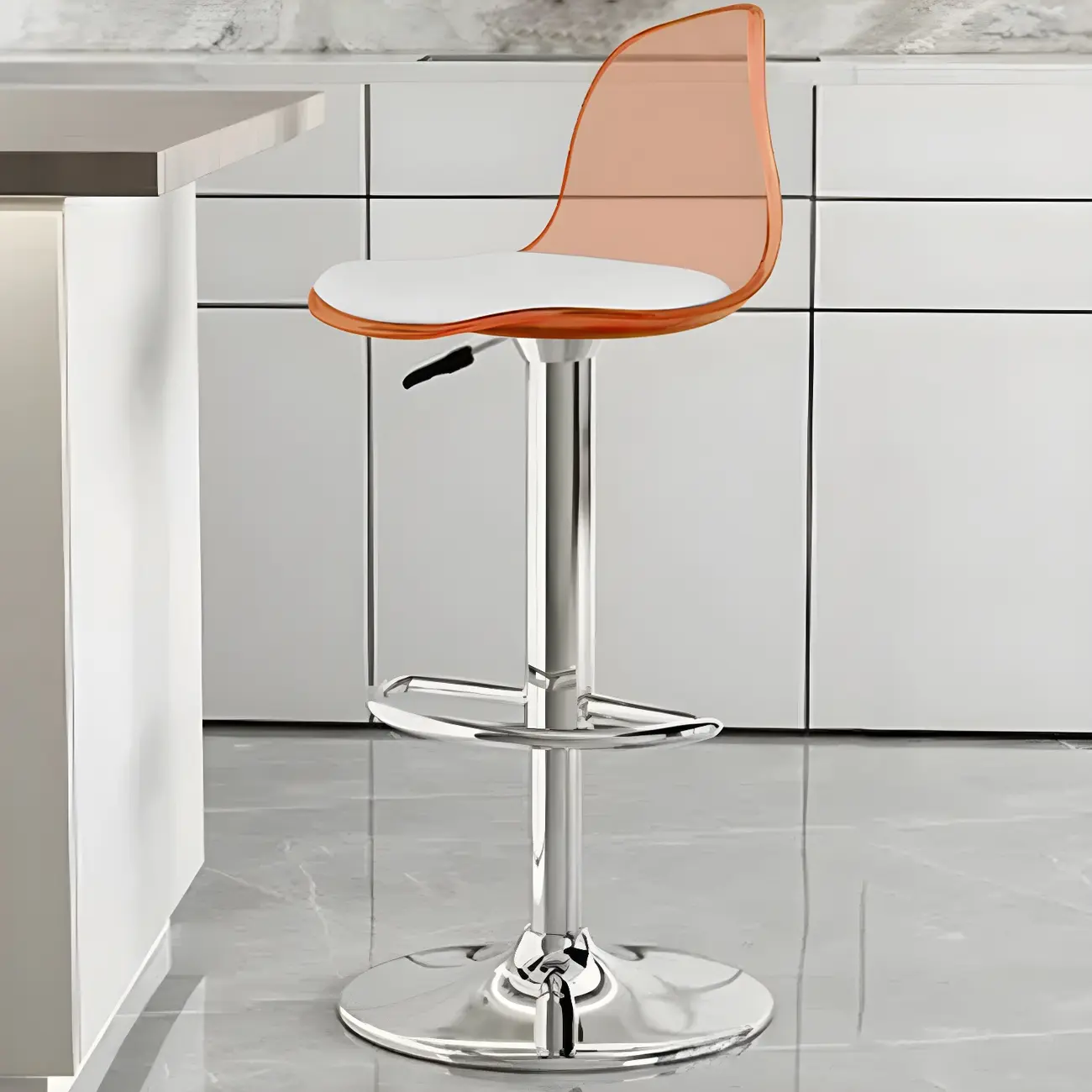 Modern Swivel Acrylic Bar Stools with Backs Image - 21 | homeyfad