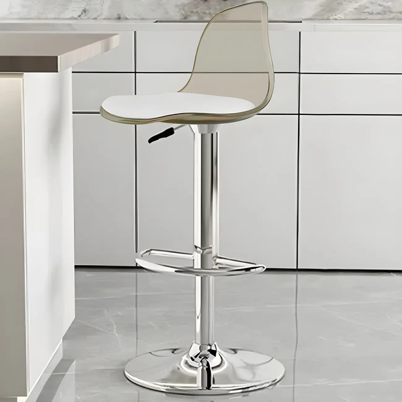Modern Swivel Acrylic Bar Stools with Backs Image - 26 | homeyfad