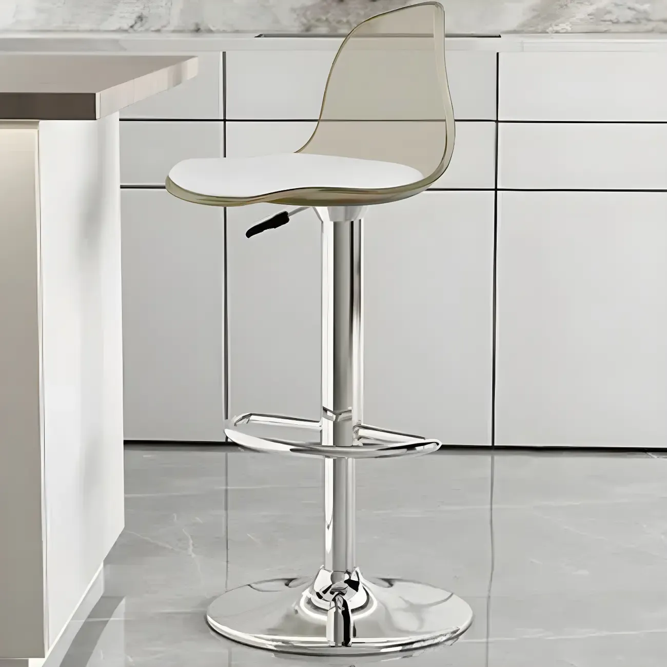 Modern Swivel Acrylic Bar Stools with Backs Image - 26