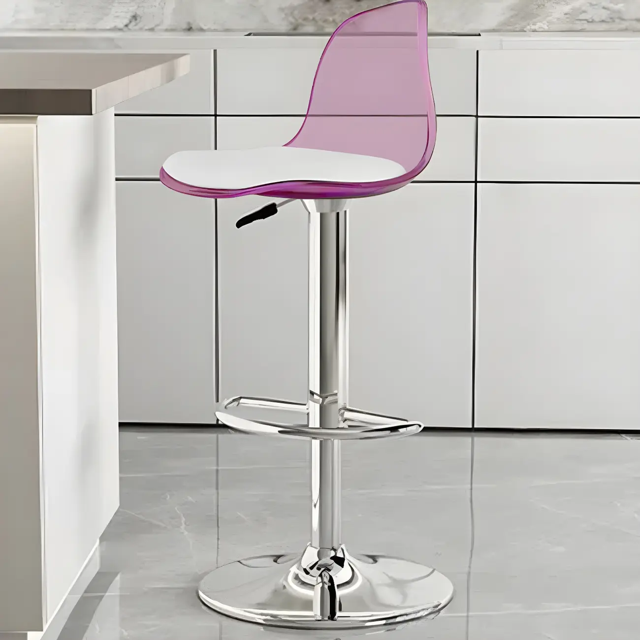 Modern Swivel Acrylic Bar Stools with Backs Image - 37 | homeyfad