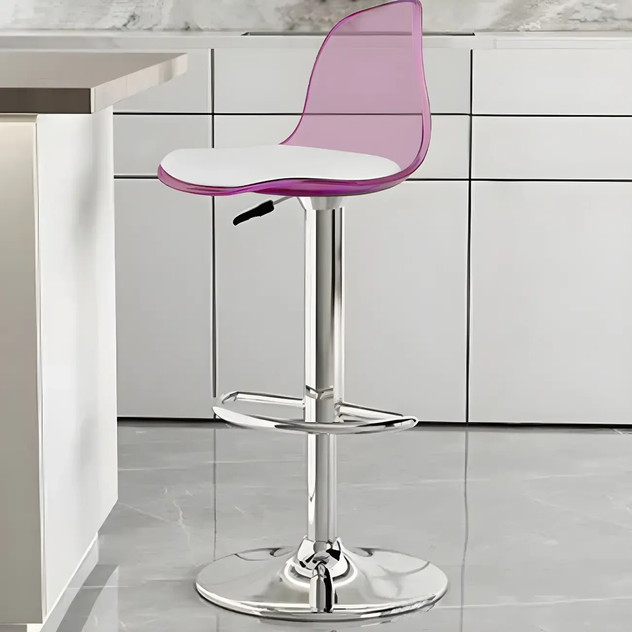Modern Swivel Acrylic Bar Stools with Backs Image - 37