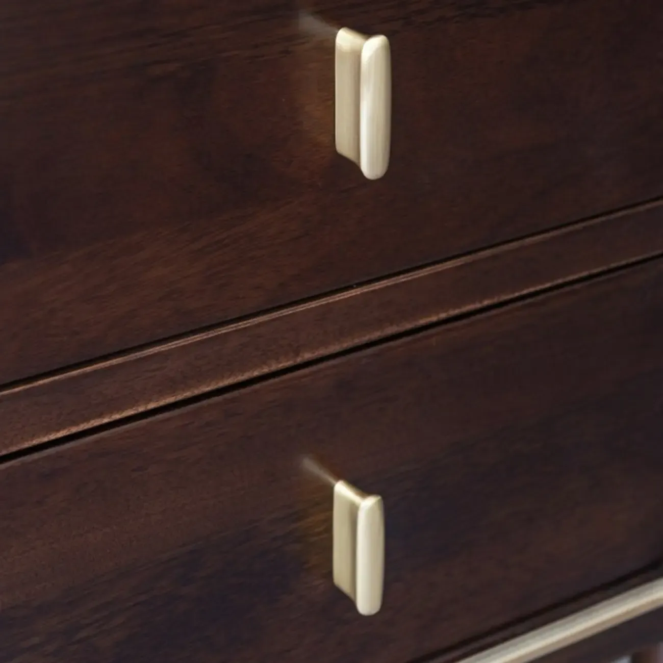 Nordic Brown Wood 2-Drawer Bedroom Nightstand with Legs Image - 11