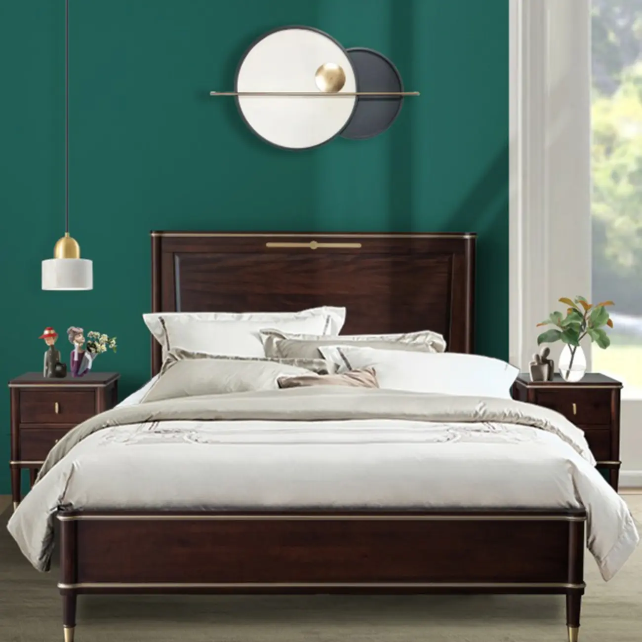 Nordic Brown Wood 2-Drawer Bedroom Nightstand with Legs Image - 5 | homeyfad