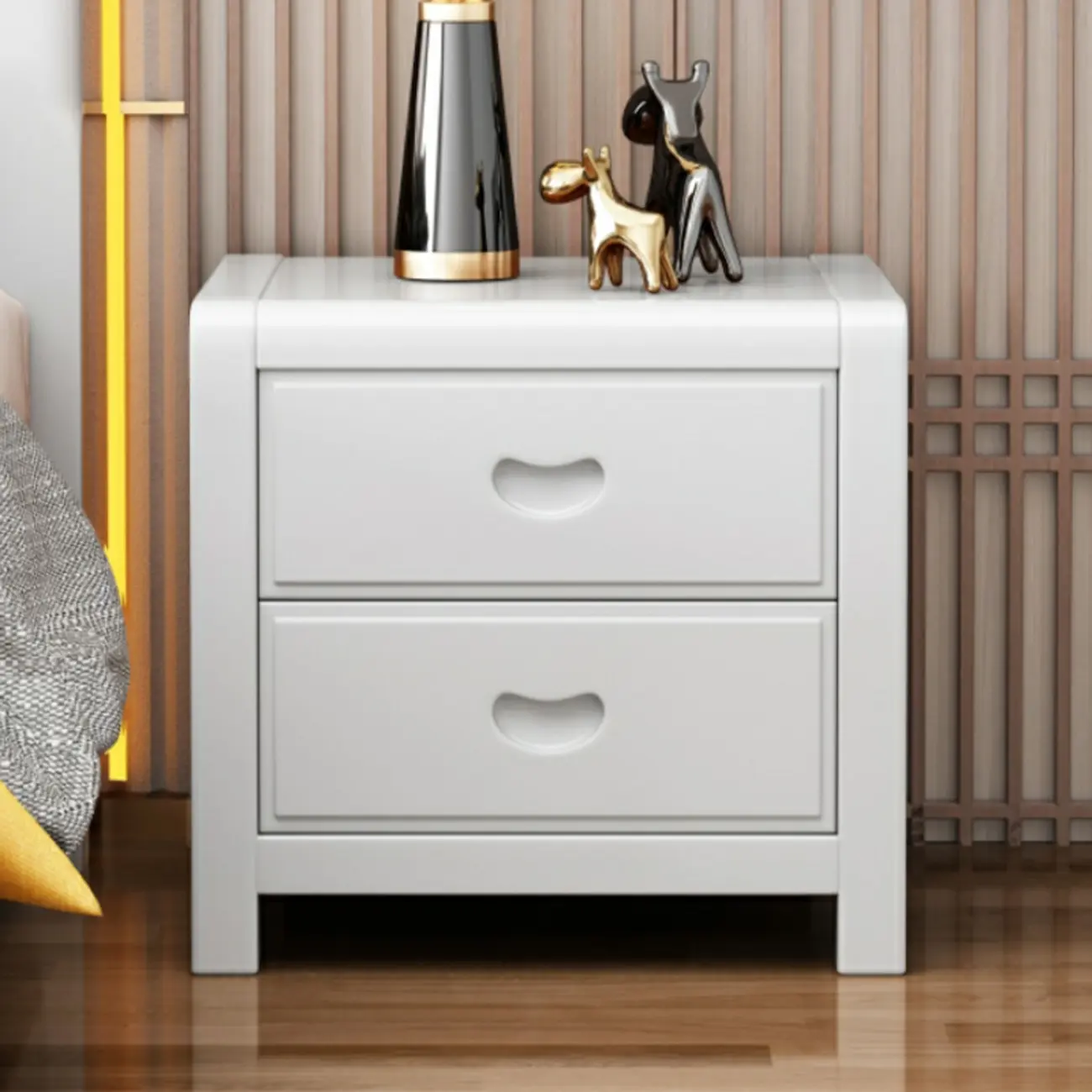 Traditional Nut-Brown 2-Drawer Wood Small Nightstand Image - 4 | homeyfad