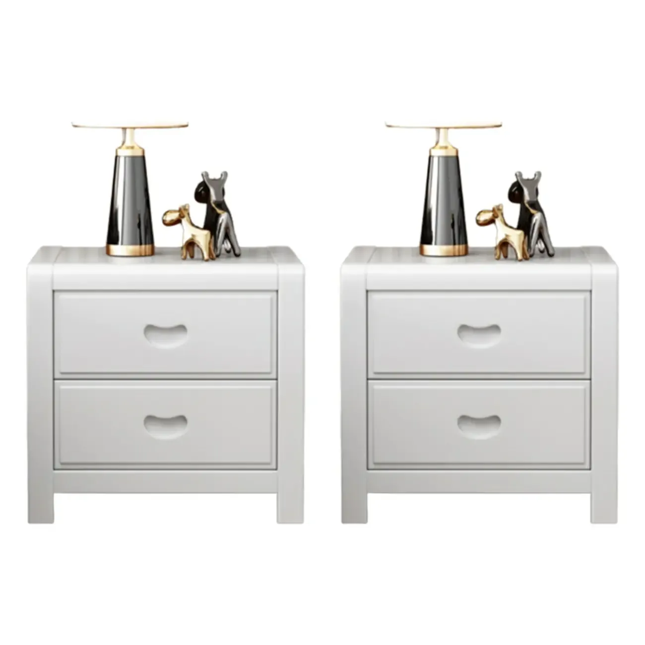 Traditional Nut-Brown 2-Drawer Wood Small Nightstand Image - 13