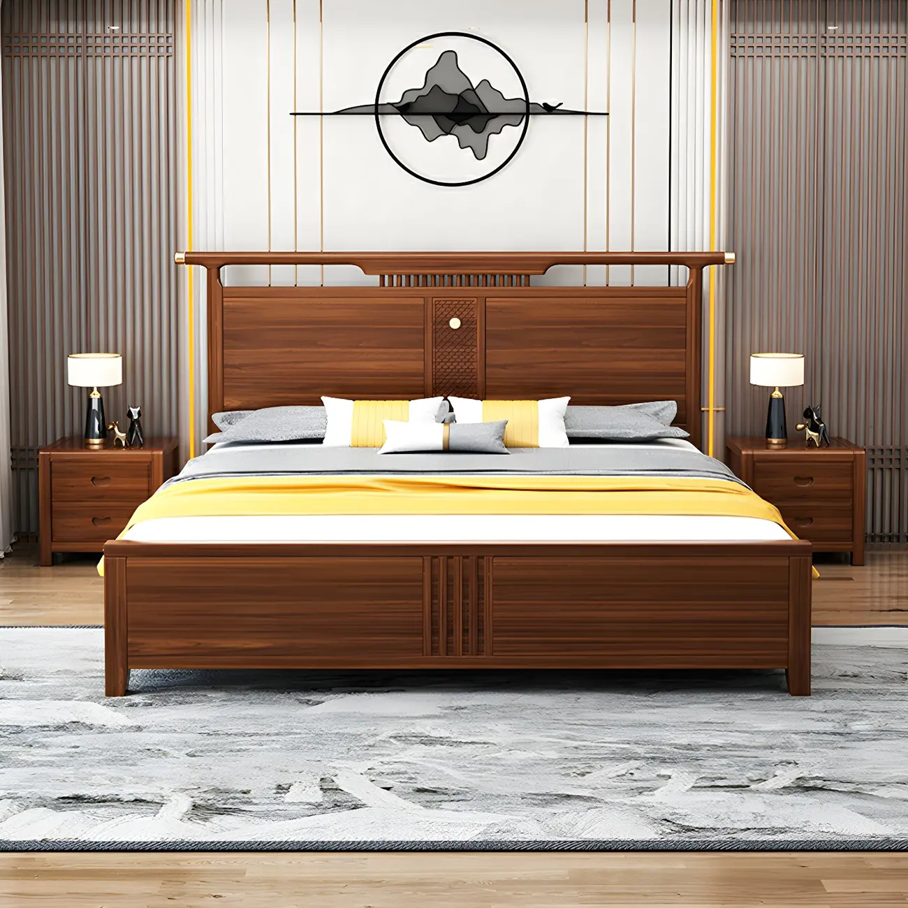 Traditional Nut-Brown 2-Drawer Wood Small Nightstand Image - 7 | homeyfad