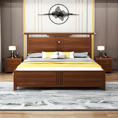 Traditional Nut-Brown 2-Drawer Wood Small Nightstand Image - 7