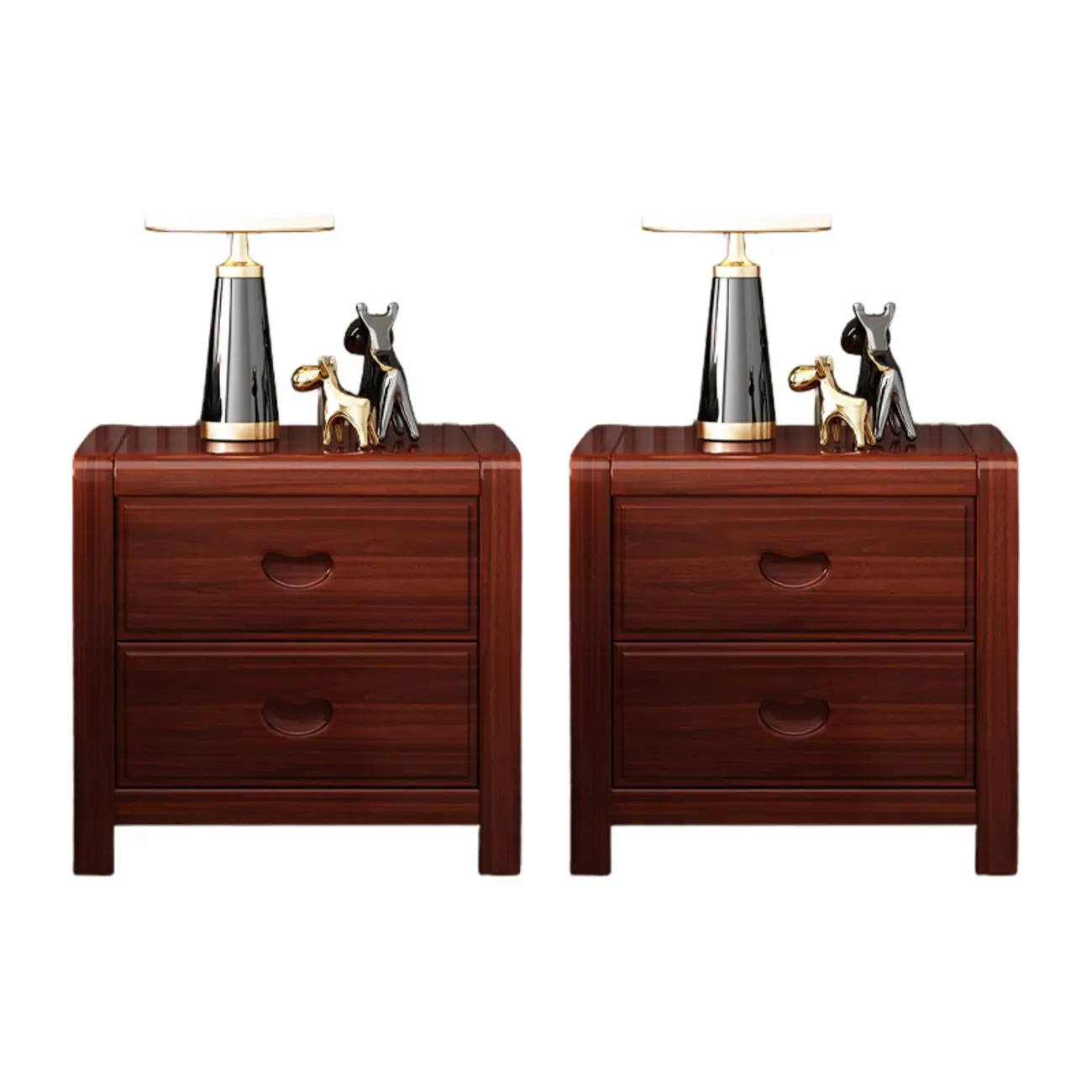 Traditional Nut-Brown 2-Drawer Wood Small Nightstand Image - 18 | homeyfad