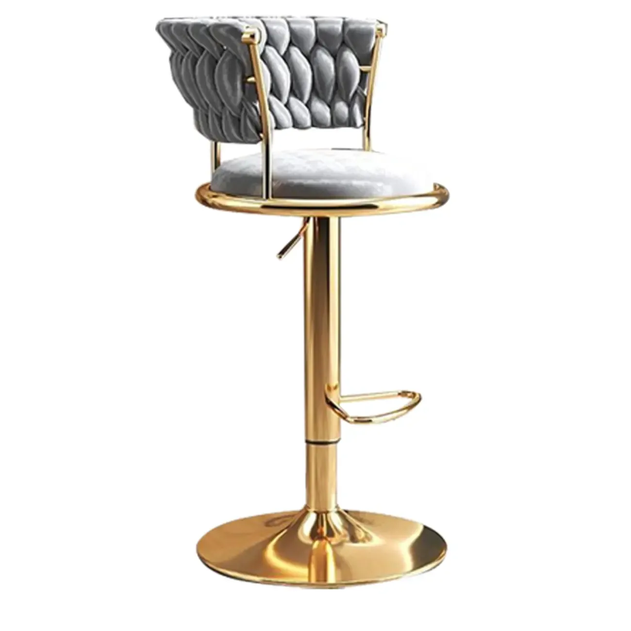 Luxurious Velvet Swivel Bar Stools with Backrest for Home Bar Image - 10