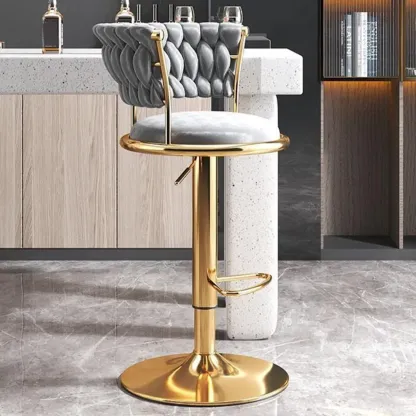 Luxurious Velvet Swivel Bar Stools with Backrest for Home Bar Image - 15