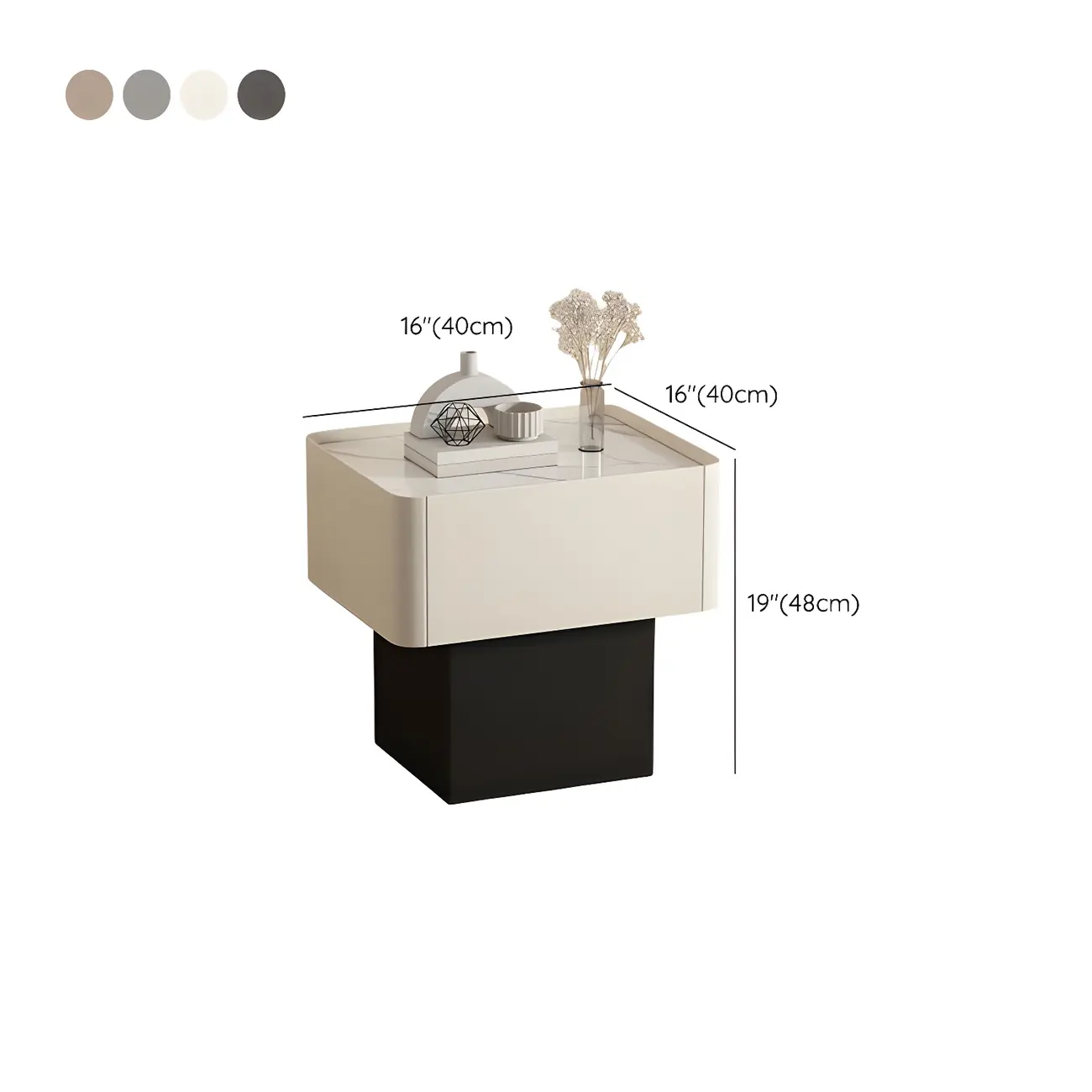 Modern Faux Leather Drawer Nightstand with Stone Top #size | homeyfad