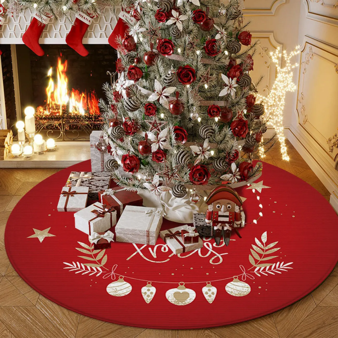 Modern Christmas Round Anti-Slip Area Rug Image - 2 | homeyfad