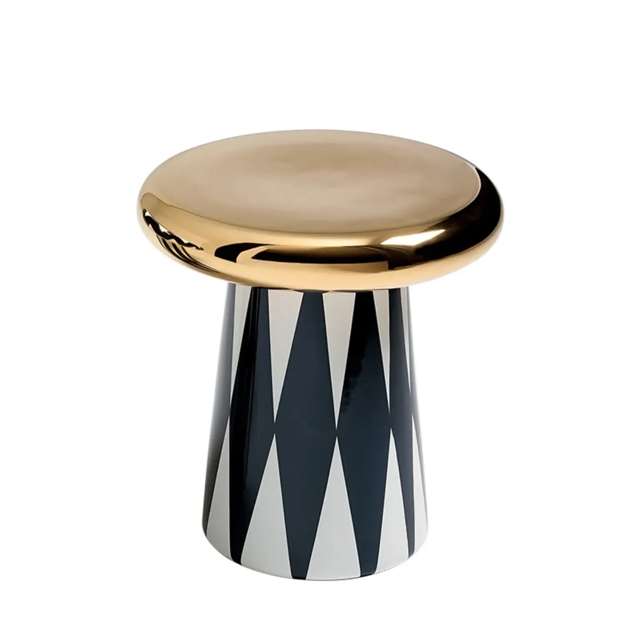 Glam Ceramic Rose Gold Round Side Table with Storage for Home Image - 9