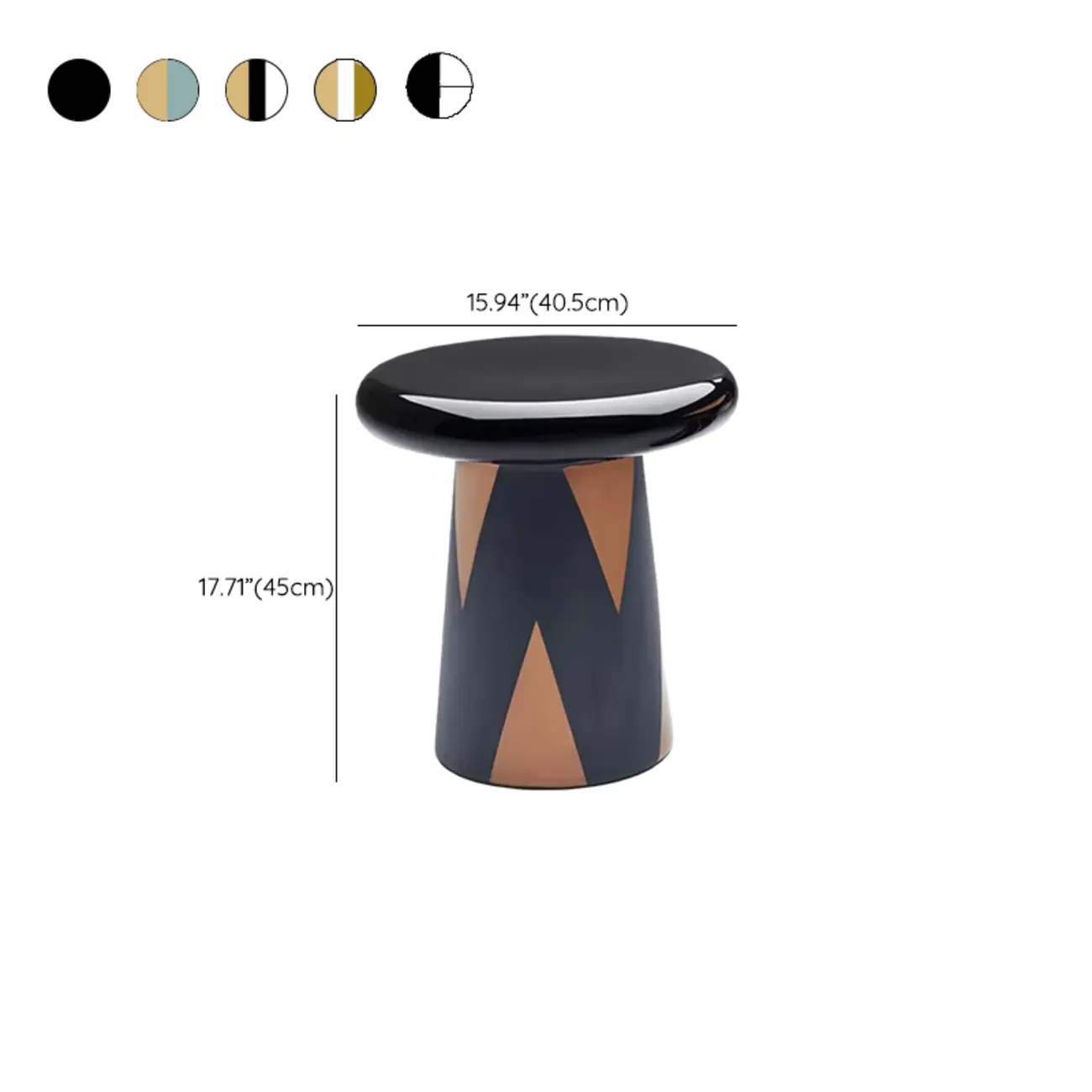Glam Ceramic Rose Gold Round Side Table with Storage for Home #size | homeyfad