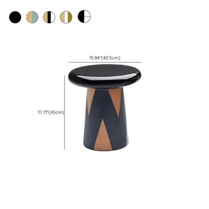 Glam Ceramic Rose Gold Round Side Table with Storage for Home #size