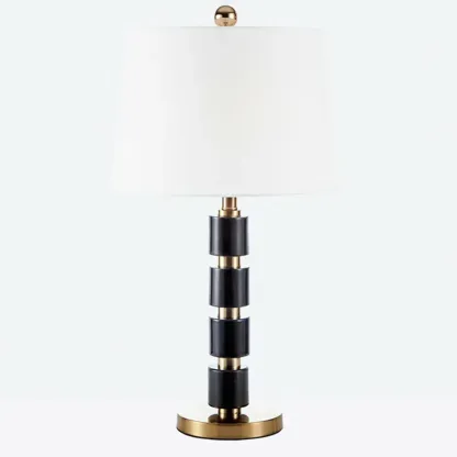 Elegant White Noble Stone Fabric Task Table Lamp Image - 4