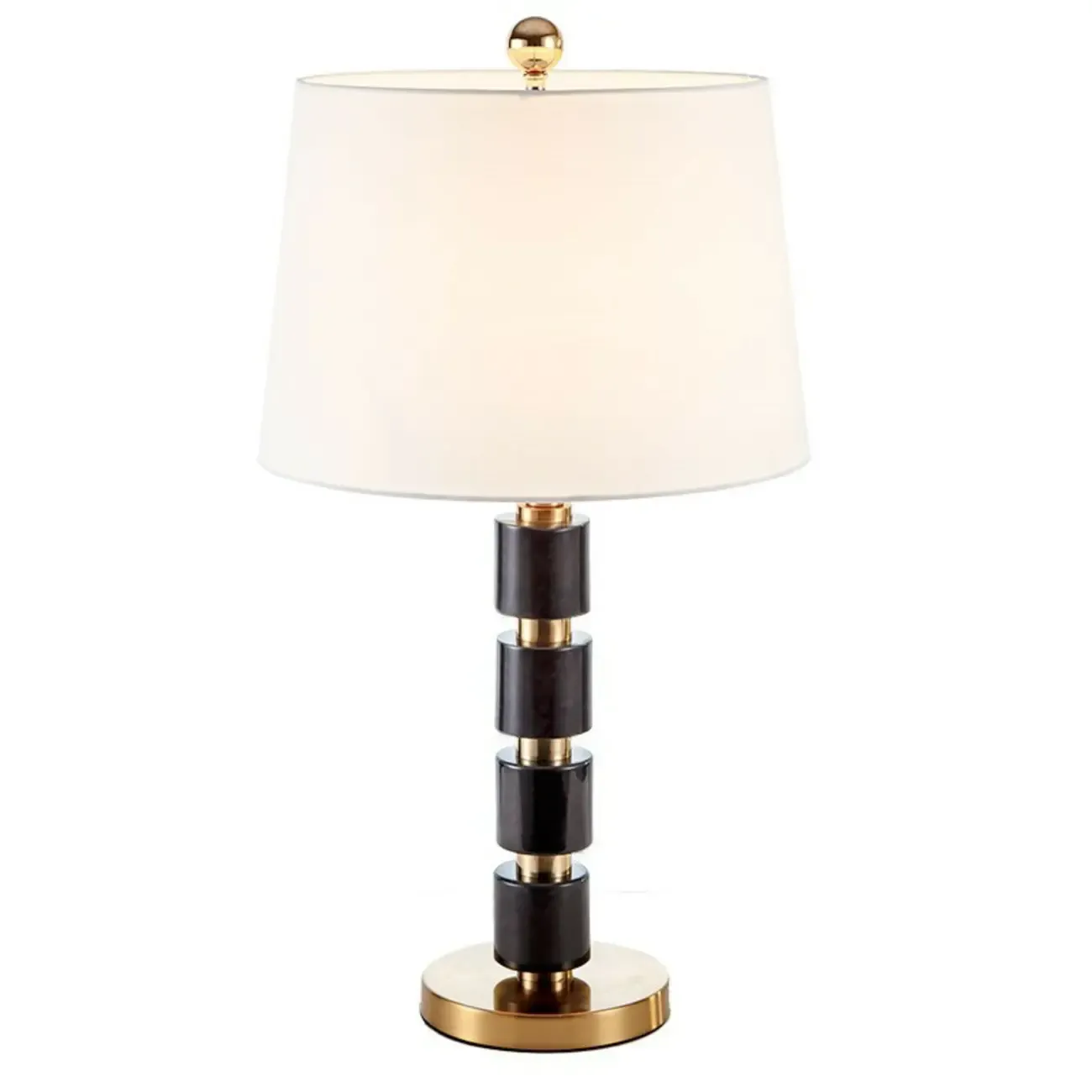 Elegant White Noble Stone Fabric Task Table Lamp Image - 5