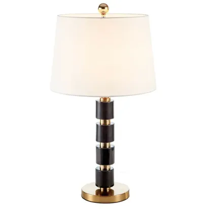 Elegant White Noble Stone Fabric Task Table Lamp Image - 5