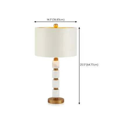 Elegant White Noble Stone Fabric Task Table Lamp Image - 10