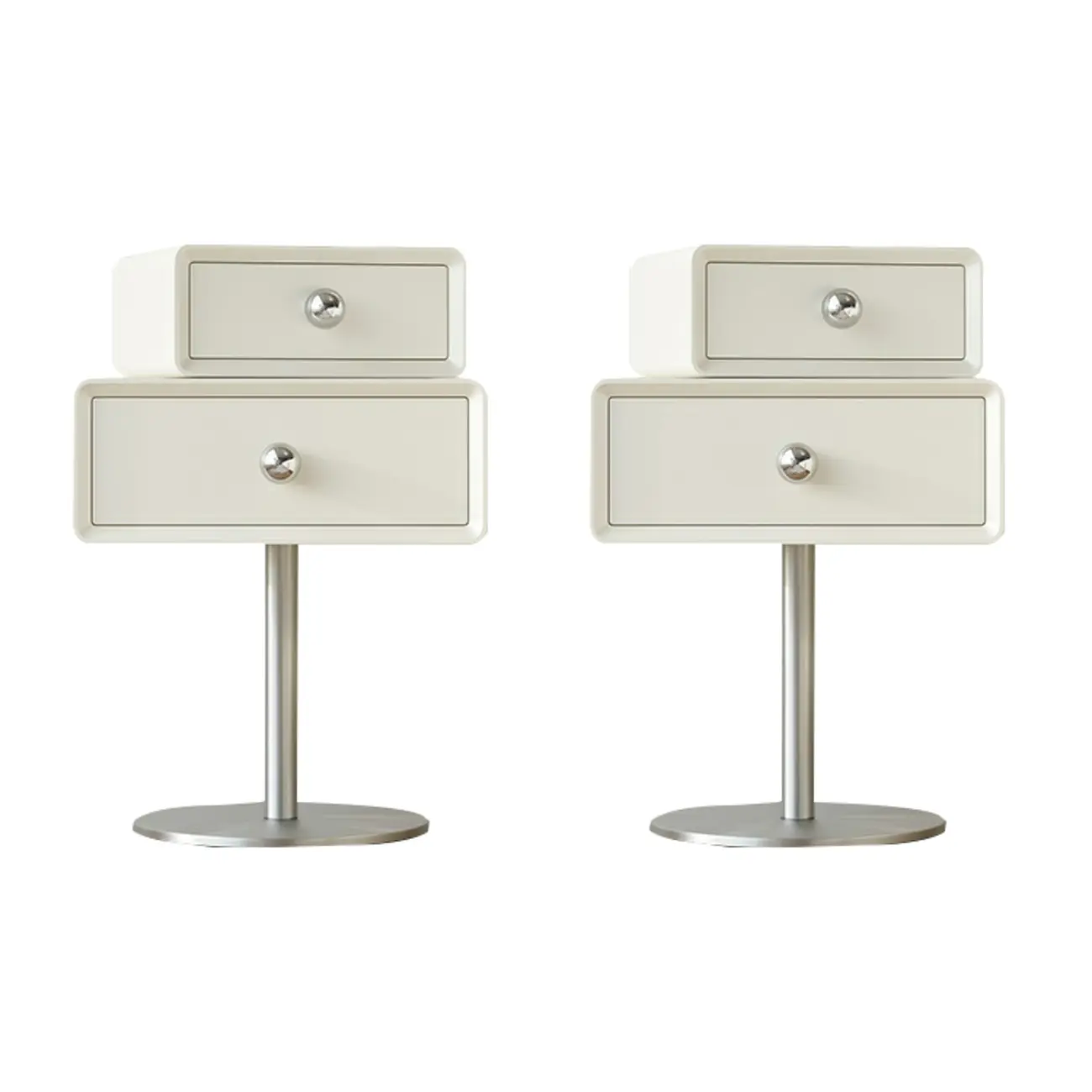 Modern Metal Wood Rotatable 2-Drawer Nightstand Image - 7 | homeyfad