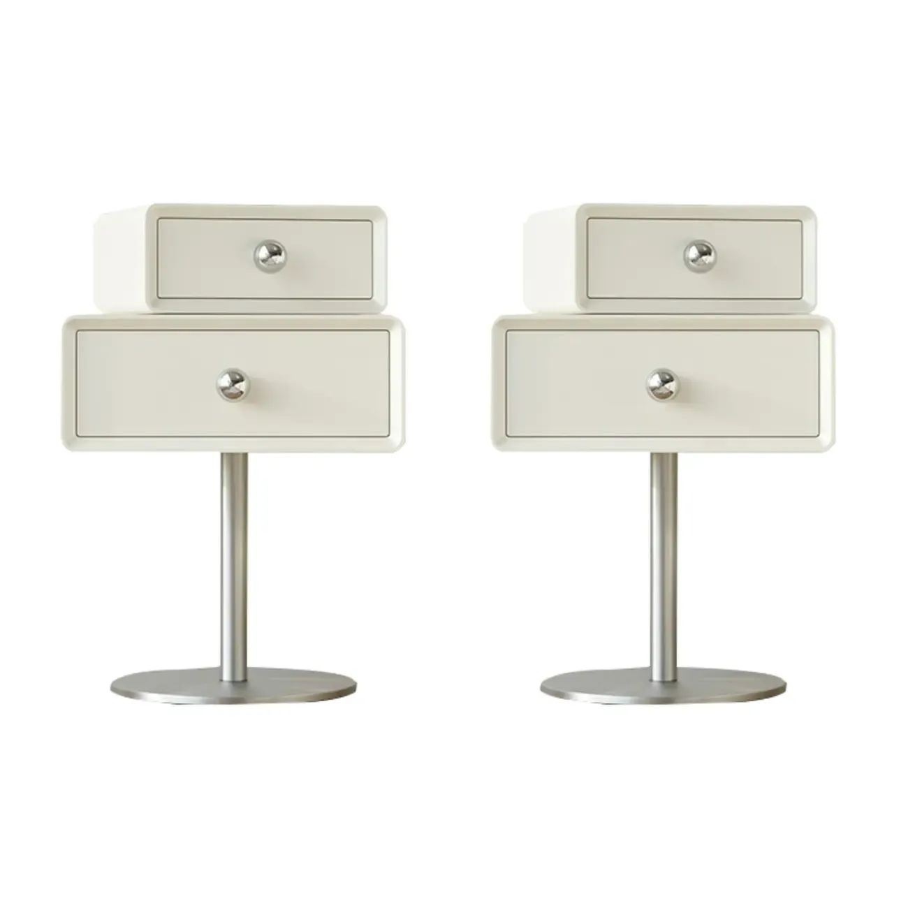 Modern Metal Wood Rotatable 2-Drawer Nightstand Image - 7