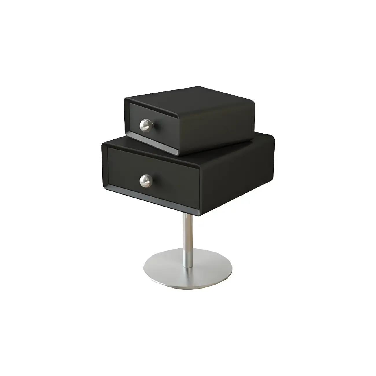 Modern Metal Wood Rotatable 2-Drawer Nightstand Image - 9