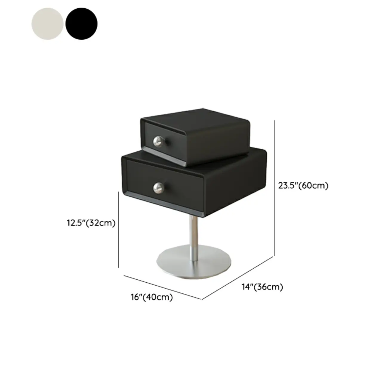 Modern Metal Wood Rotatable 2-Drawer Nightstand #size | homeyfad