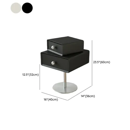 Modern Metal Wood Rotatable 2-Drawer Nightstand #size