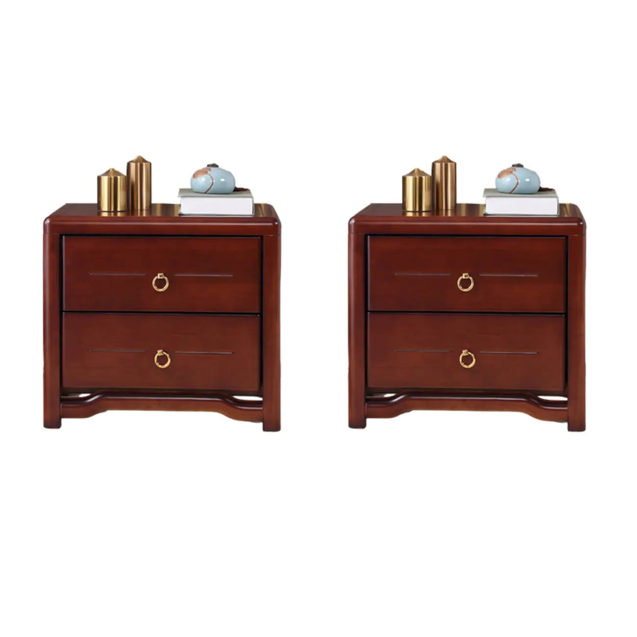 Bedroom Black Wooden 2-Drawer Narrow Nightstand Image - 11 | homeyfad