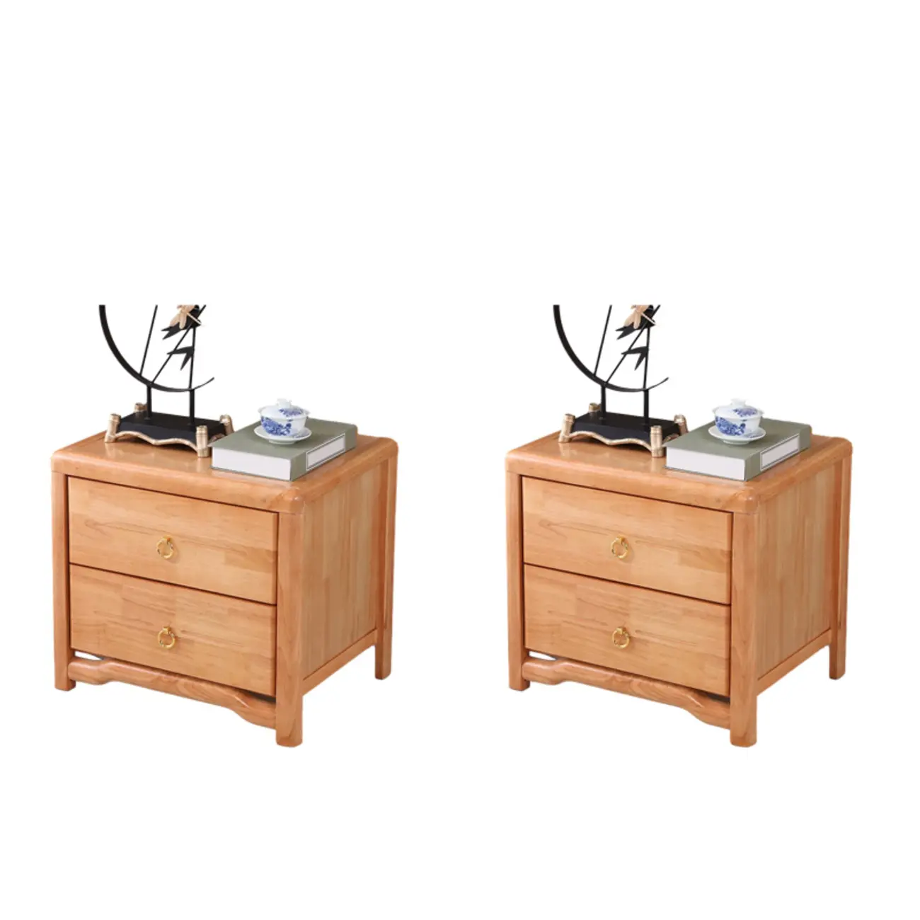 Bedroom Black Wooden 2-Drawer Narrow Nightstand Image - 14 | homeyfad