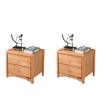 Bedroom Black Wooden 2-Drawer Narrow Nightstand Image - 14