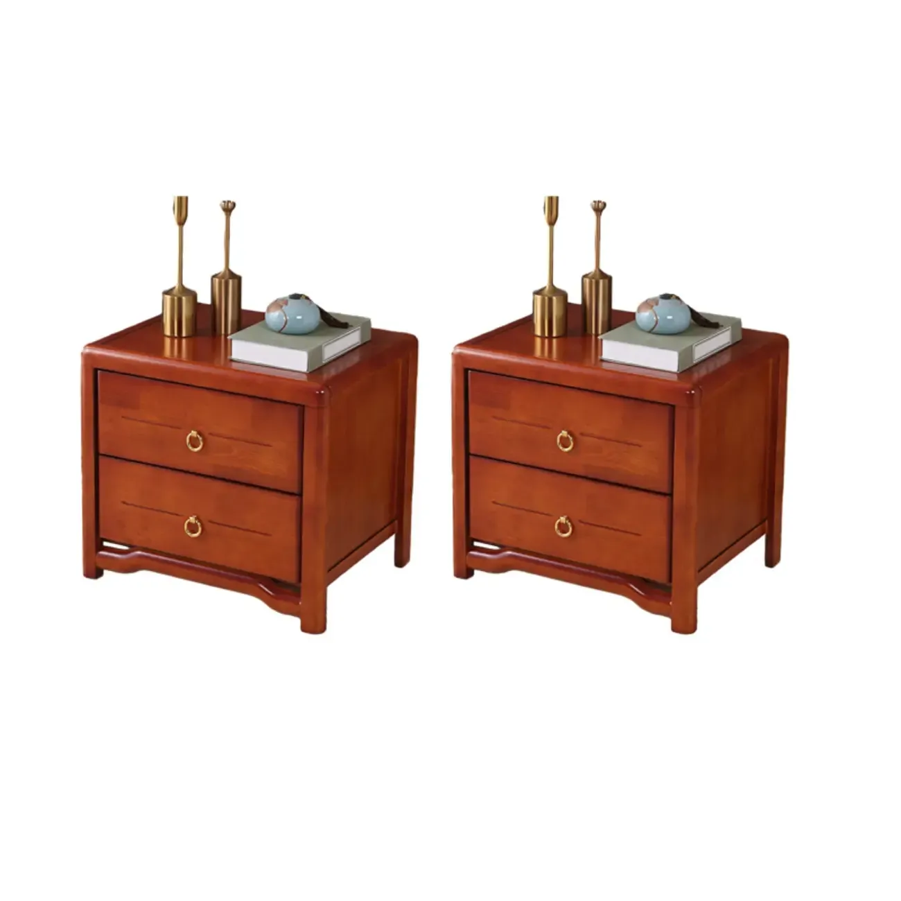 Bedroom Black Wooden 2-Drawer Narrow Nightstand Image - 15