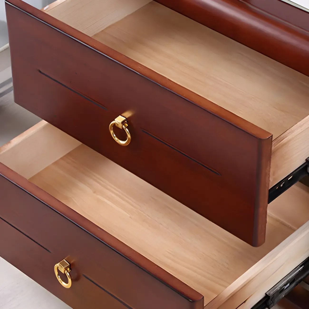 Bedroom Black Wooden 2-Drawer Narrow Nightstand Image - 8