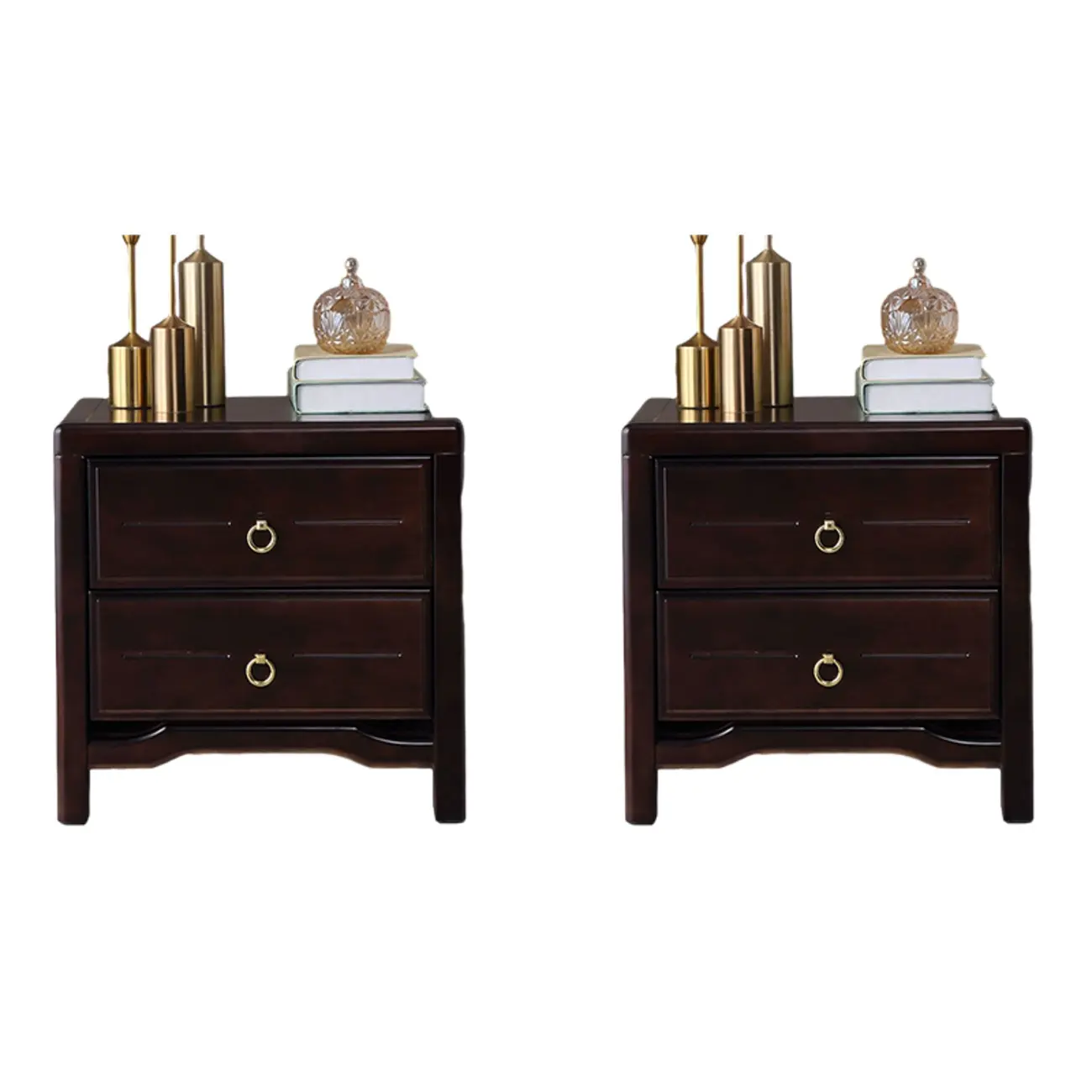 Bedroom Black Wooden 2-Drawer Narrow Nightstand Image - 16 | homeyfad