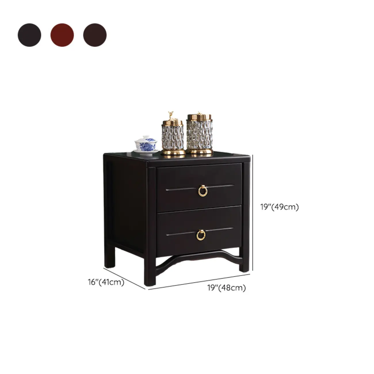 Bedroom Black Wooden 2-Drawer Narrow Nightstand Image - 18 | homeyfad