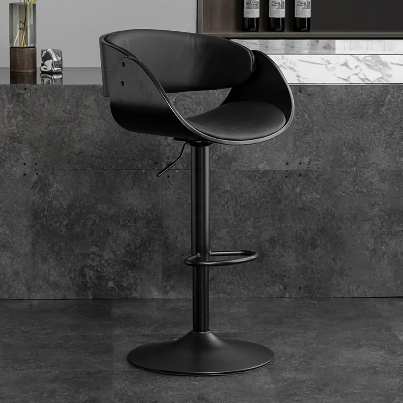 Contemporary Leather Swivel Bar Stools with Arm for Home Bar Image - 10 | homeyfad