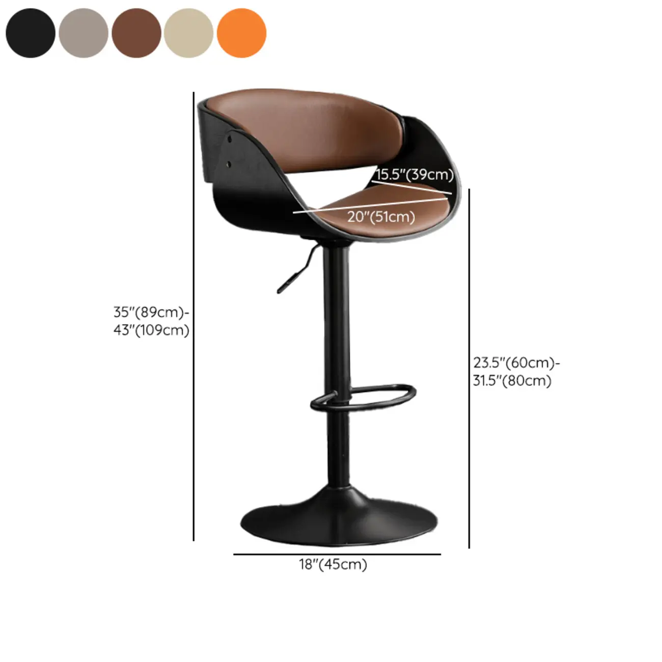 Contemporary Leather Swivel Bar Stools with Arm for Home Bar #size | homeyfad
