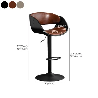 Contemporary Leather Swivel Bar Stools with Arm for Home Bar Image - 17